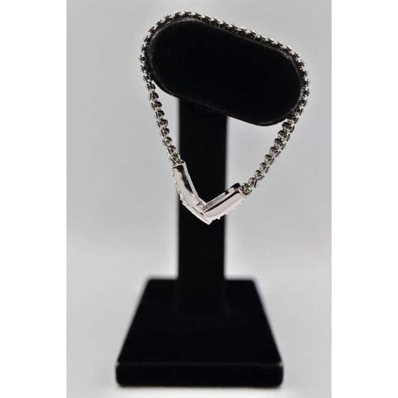 Swarovski Mesh Crystal Tennis Bracelet Prong Rhinestone Silver Swan Signed BinAW - Picture 5 of 12